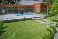 Plunge pool with Lawn & Bluestone Stepping stones