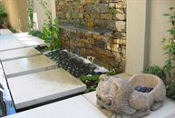 Wall Waterfeature with stepping stones