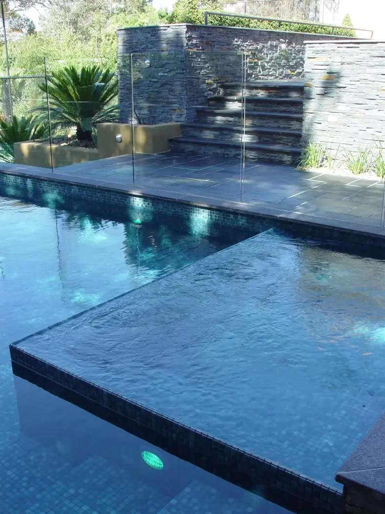 View of negative edge spa in pool