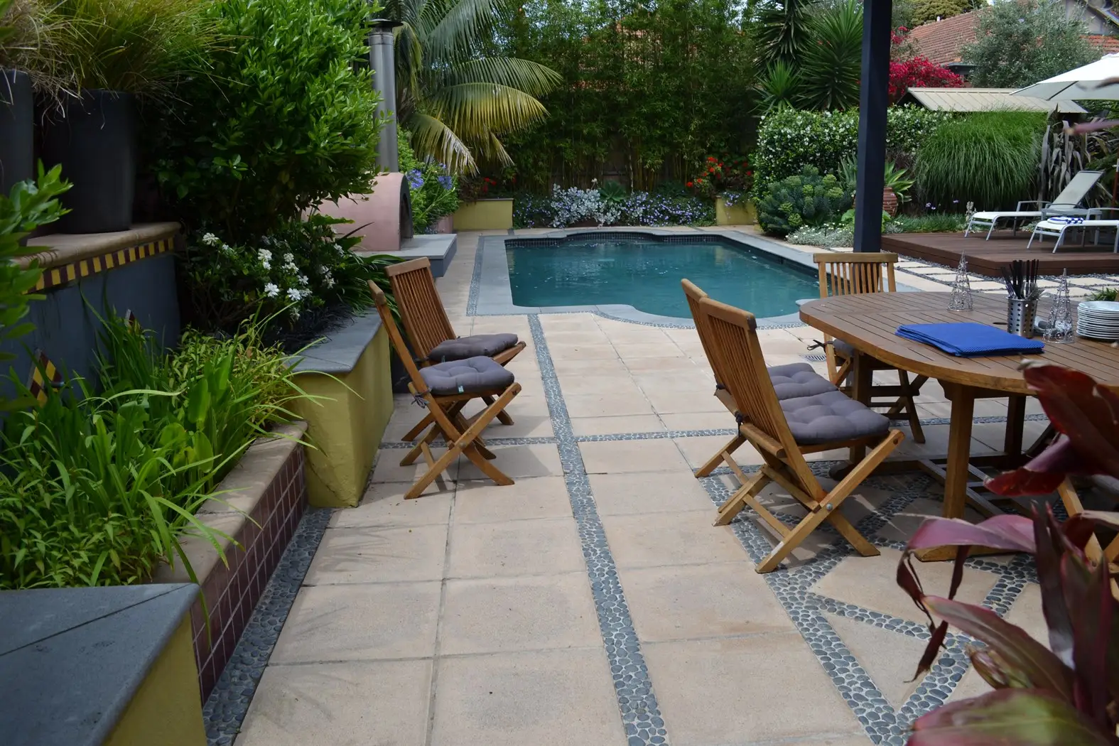 View of waterfeature & pool