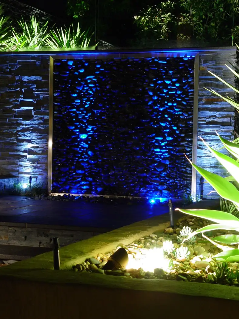 View of Waterfeature and garden lighting